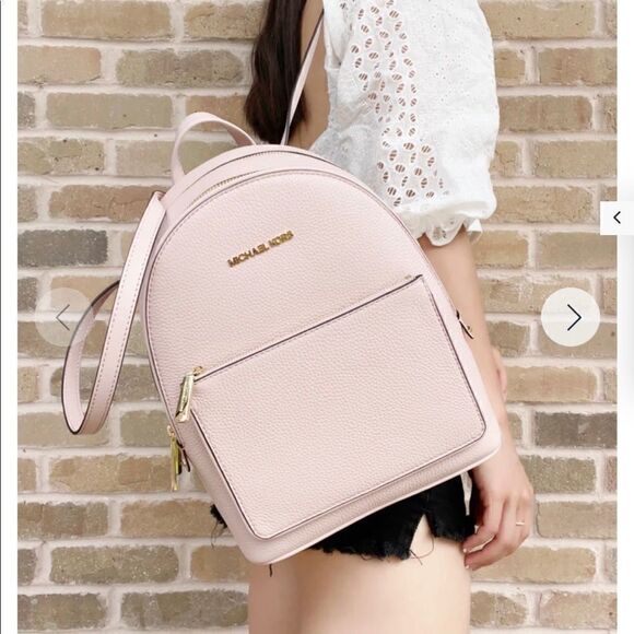 Michael Kors Adina Kenly Backpack Powder Blush Pink Pebbled Leather NWT - Picture 1 of 11
